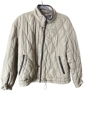 Vince Camuto Taupe Quilted Snap & Zip-Up Jacket Size Medium Outdoor Hiking